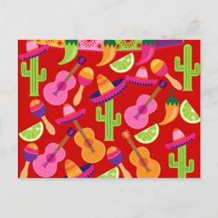 Cartão Postal Partido Fiesta Sombrero Limões Violão Maraca Sag