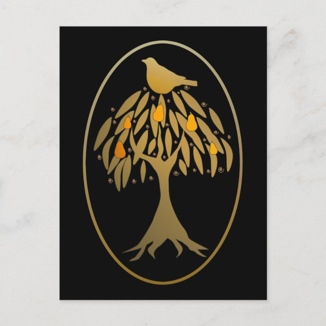 Cartão Postal Partucho em uma árvore Dourada (Frente)