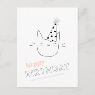 Cartão Postal Party Cat Happy Birthday