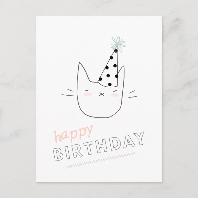 Cartão Postal Party Cat Happy Birthday (Frente)
