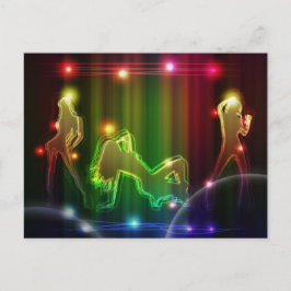 Cartão Postal Party Girls Modern Trendy Neon Lights