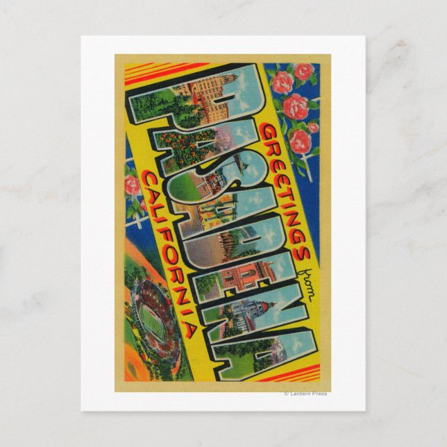 Cartão Postal Pasadena, Califórnia - Grandes Cenas de Letra (Frente)