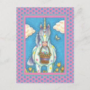 CARTÃO POSTAL PÁSCOA BASKET UNICORN, FANTASIA FANTASY HORSE POS
