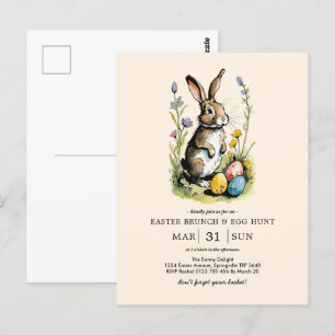 Cartão Postal Páscoa Brunch & Ovo Hunt Coelhinho De Flor Selva