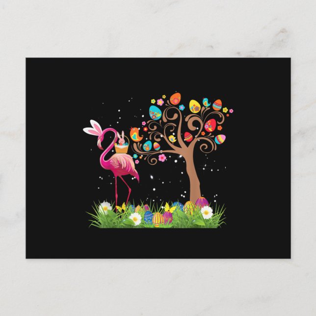 Cartão Postal Páscoa Bunny Flamingo 2021 | Amantes Flamingo Cujo (Frente)