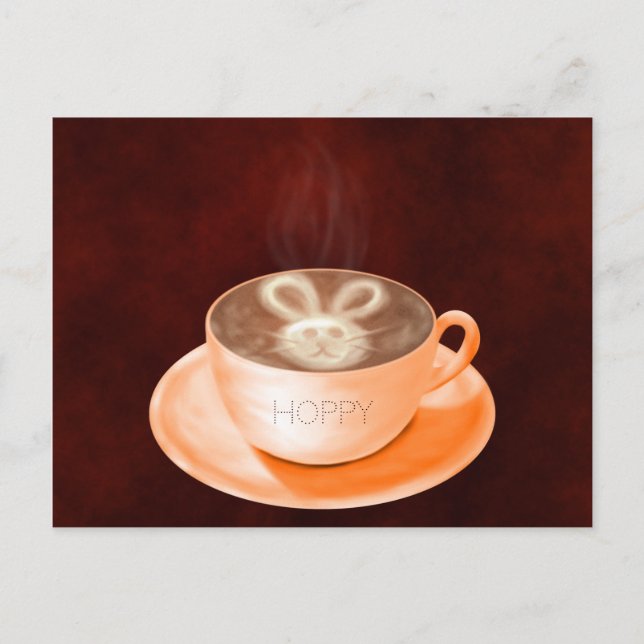 Cartão Postal Páscoa Cappucccino Art Bunny (Frente)