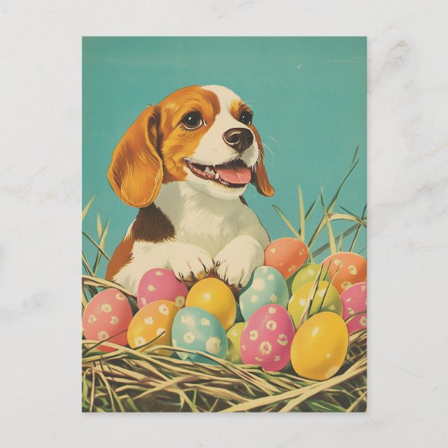 Cartão Postal Páscoa da Vintage do Beagle (Frente)