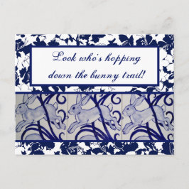 Cartão Postal Páscoa de Deco de Arte Coelho Azul e Branco