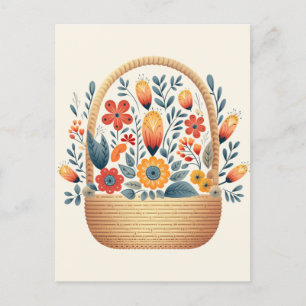 Cartão Postal Páscoa Escandinávia - ovas de cesto