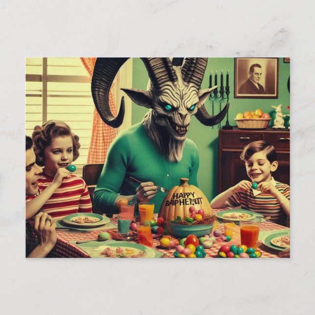 Cartão Postal Páscoa Escuro - Horror de jantar (Frente)