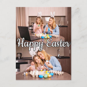 Cartão Postal Páscoa Personalizada Moderna da Família de 2 Fotos