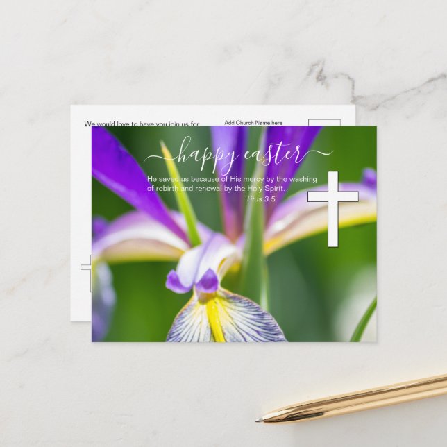 Cartão Postal Páscoa Religiosa da Igreja (Frente/Verso In Situ)