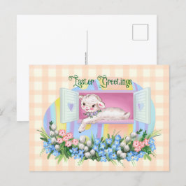 Cartão Postal Páscoa Vintage Lâmpada inspirada no ovo