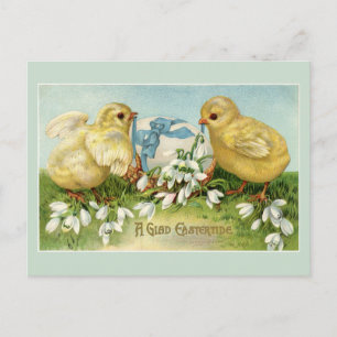 Cartão Postal Páscoa Vintage: Pintinhos