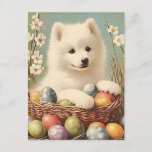 Cartão Postal Páscoa Vintage Samoyed