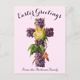 Cartão Postal Páscoas Religiosas da Cruz Floral Roxal
