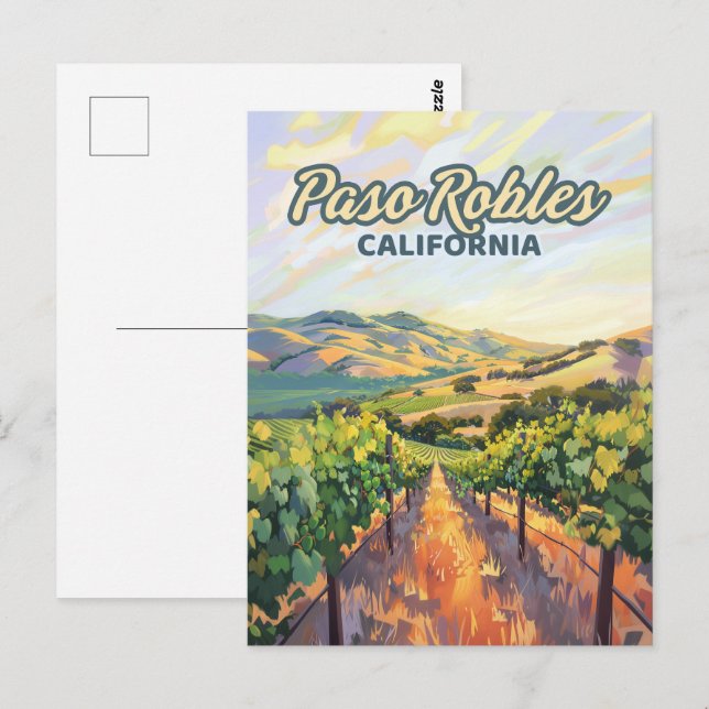 Cartão Postal Paso Robles California Vineyard Costa Central (Frente/Verso)