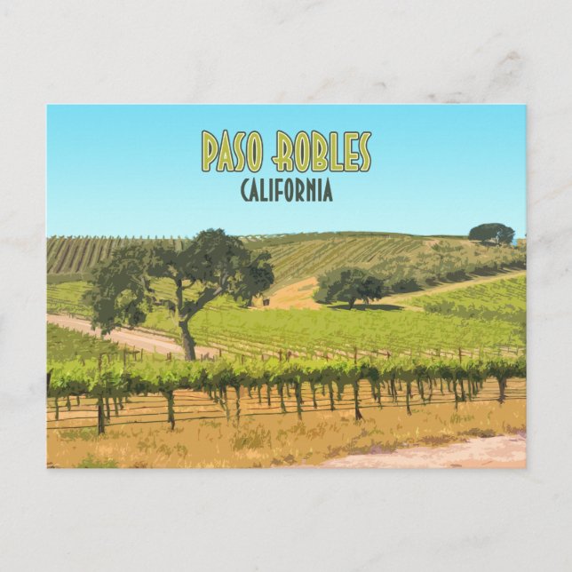 Cartão Postal Paso Robles California Vineyard Vintage (Frente)