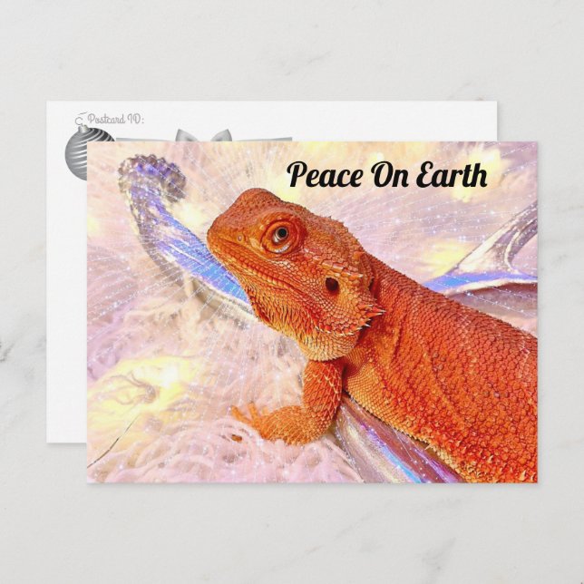 Cartão Postal Passagem - Teak the Bearded Dragon Christmas (Frente/Verso)