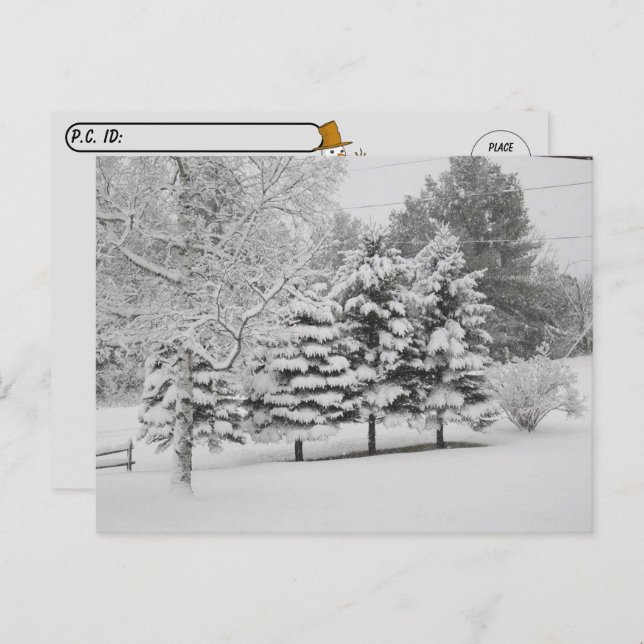 Cartão Postal Passagem - Vermont's Snowy Winter em B&W (Frente/Verso)