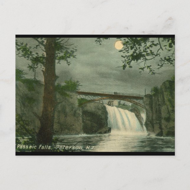 Cartão Postal Passaic Falls, Paterson NJ Vintage (Frente)
