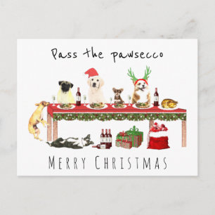 Cartão Postal Passar o janto de natal dos cães bebados do pawse