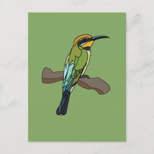 Cartão Postal Pássaro Abelha-Comedor Pássaro