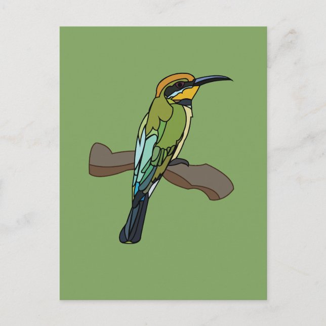 Cartão Postal Pássaro Abelha-Comedor Pássaro  (Frente)
