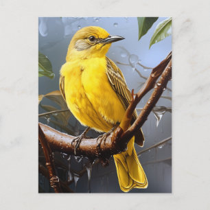 Cartão Postal pássaro amarelo bonito