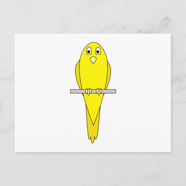 Cartão Postal Pássaro amarelo. Canário. Em Branco. (Frente)