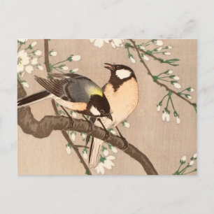 Cartão Postal Pássaro asiático japonês (Chickadebird)