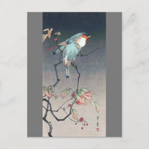 Cartão Postal Pássaro Azul à Noite, Watanabe Seitei