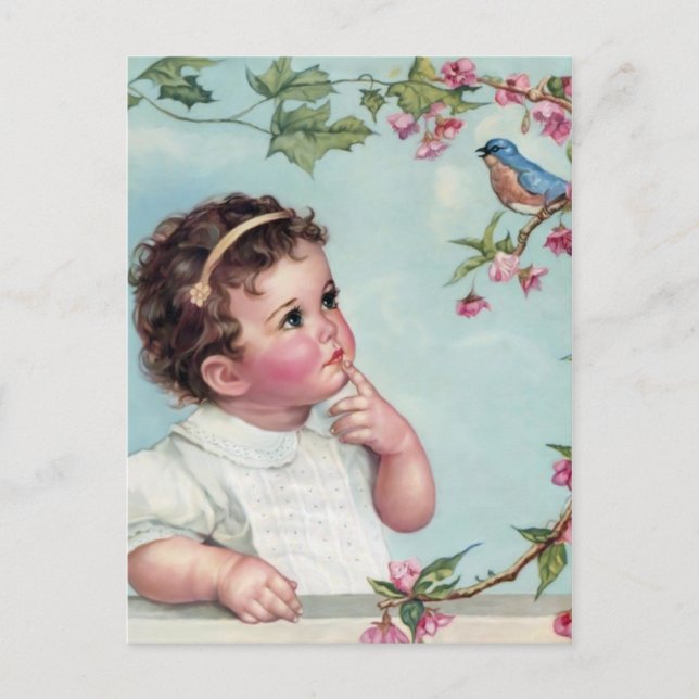 Cartão Postal Pássaro Azul Bebê (Frente)