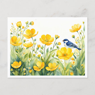 Cartão Postal Pássaro azul entre as pontas