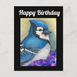 Cartão Postal Pássaro Azul Garça Vida Selvagem Feliz Aniversário
