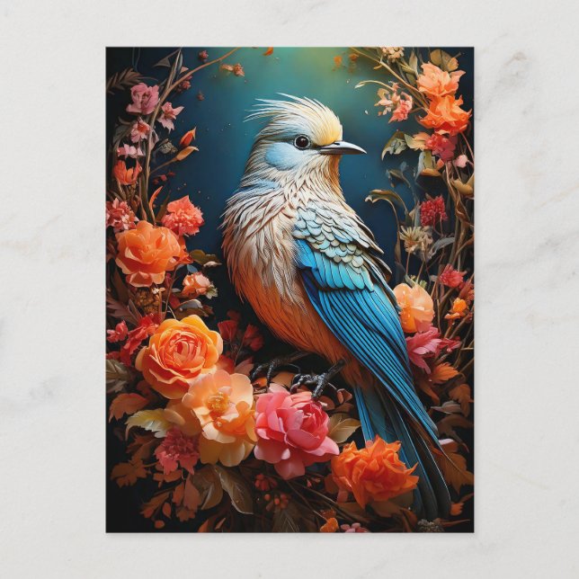 Cartão Postal Pássaro Azul Natureza Caprichosa (Frente)