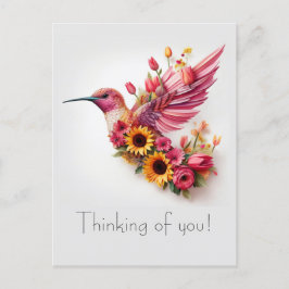 Cartão Postal Pássaro beija voando Pensando em você