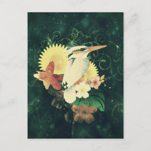 Cartão Postal Pássaro com flores