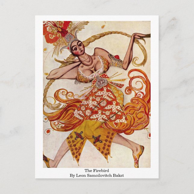 Cartão Postal Pássaro De Fogo Por Leon Samoilovitch Bakst (Frente)