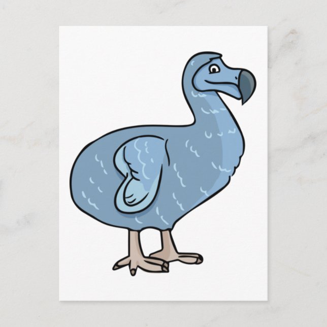 Cartão Postal Pássaro Dodo Cartoon Azul (Frente)