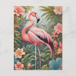 Cartão Postal Pássaro Flamingo Tropical Rosa Gordo