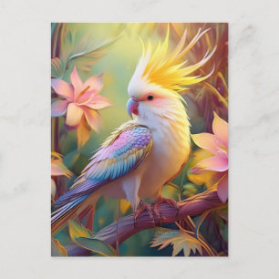 Cartão Postal Pássaro Iridescente Wing Cockatiel Fantasy