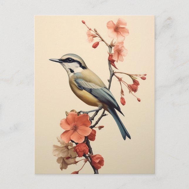 Cartão Postal Pássaro Japonês da Manhã (Frente)
