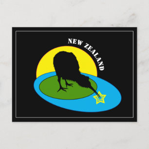 Cartão Postal Passaro Kiwi, Arte da Nova Zelândia, viagem / feri