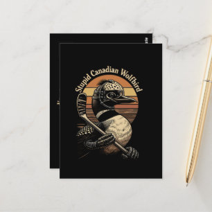 Cartão Postal Passaro Lobo Canadense Estúpido