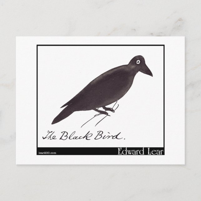 Cartão Postal Pássaro Negro de Edward Lear (Frente)