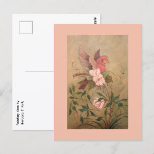 Cartão Postal Pássaro no Cartão-Postal das Flores