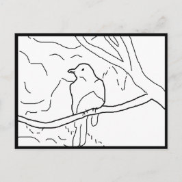 Cartão postal - Pássaro no Galho para Colorir