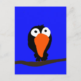 Cartão Postal pássaro preto desenhando uraco