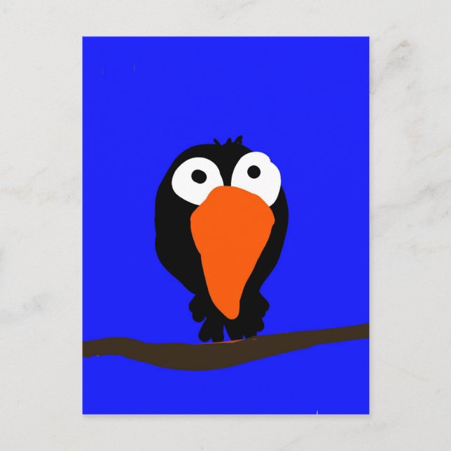 Cartão Postal pássaro preto desenhando uraco (Frente)
